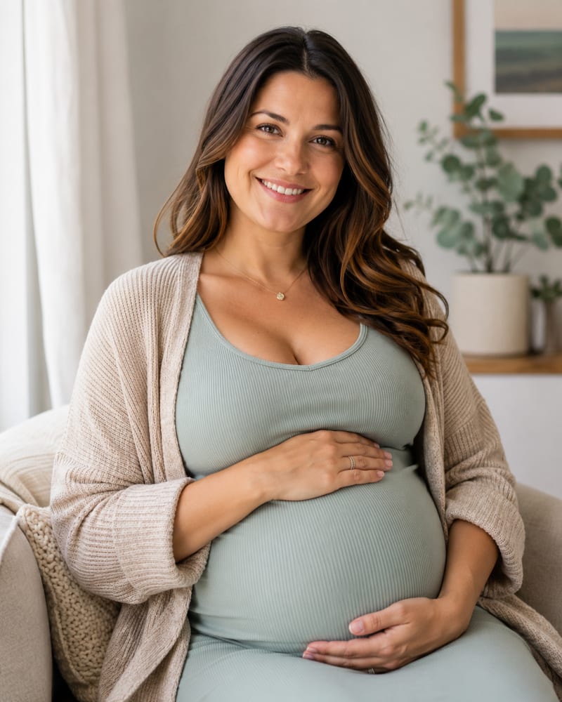 Gestante segurando a barriga